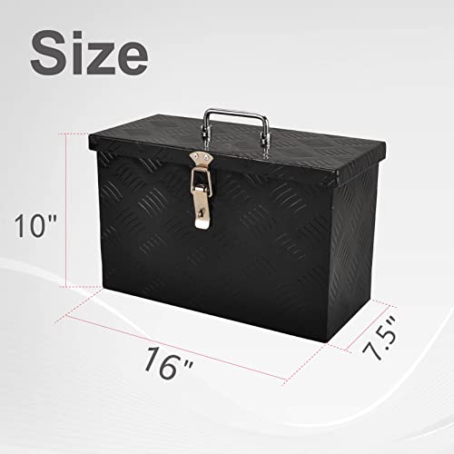 FGJQEFG 33"(L) x 19"(W) x 18"(H) Aluminum Storage Box for Utility Trailers, RV Storage Organizer with Lock & Keys - Black