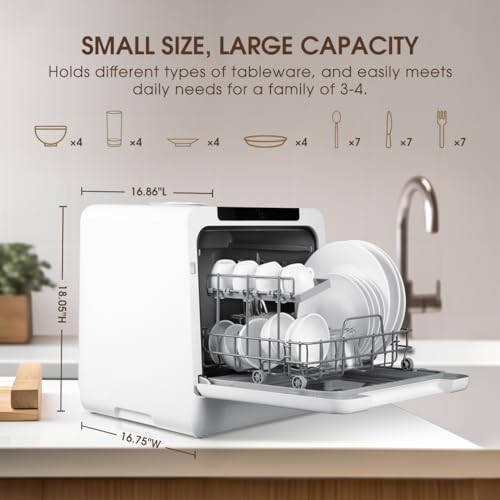 HAVA Countertop Dishwasher, 2024 NEW Upgraded Model, 8 Wash Programs Portable Dishwasher with Child Lock & Delayed Start Function, 5L Water Tank for Apartments, Dorms, and RVs - No Hookup Needed