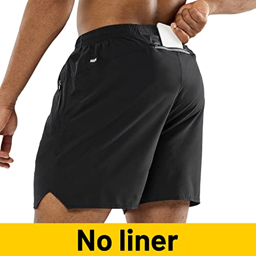 MIER Men's 2 Pack Athletic Shorts 5 Inch Lightweight Runing Workout Gym Shorts with Zipper Pockets, Black/Black, XS