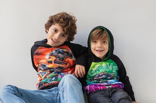 Monster Jam Maximum Destruction El Toro Loco Grave Digger Toddler Boys Fleece Pullover Hoodie Orange 2T