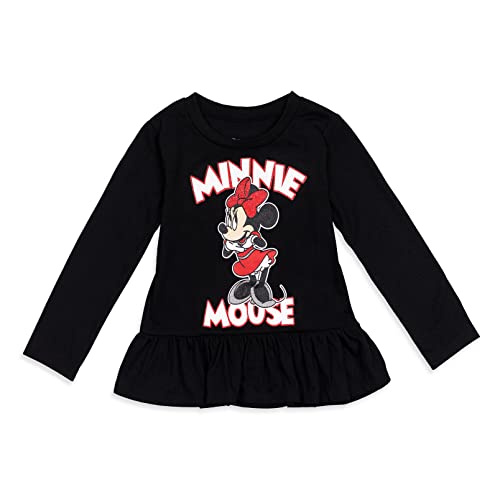 Disney Minnie Mouse Big Girls Ruffle Long Sleeve Graphic T-Shirt & Leggings Grey 10-12