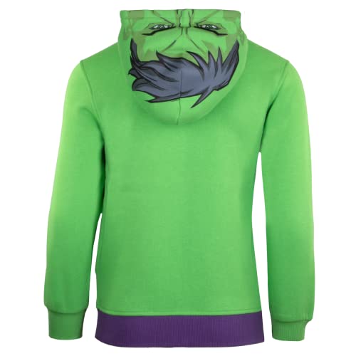 Marvel Avengers Boys Zip-Up Hooded Cosplay Sweatshirt, Black Panther, Hulk, or Miles Morales Spider-Man (Hulk, Size 4)