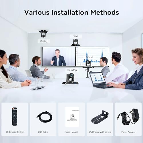 Tenveo UHD 4K PTZ Conference Room Camera 12X Optical Zoom USB3.0/HDMI Wide View Angle, 4K PTZ Camera for Video Conference Church Services Worship Events,Skype/Zoom/OBS/YouTube Live Streaming