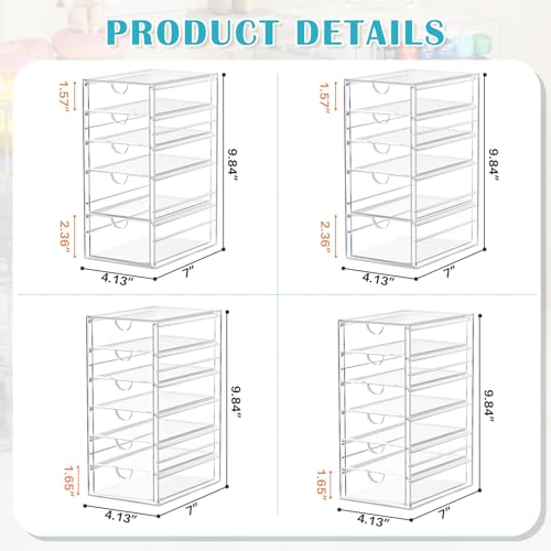 SNSLXH Makeup Organizer,16 Drawers Acrylic Clear Drawer Organizer, Clear Makeup Organizer, Plastic Storage Drawers for Vanity, Bathroom, Closet, Desk