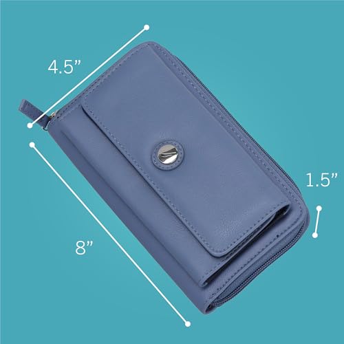 Nautica Womens, Bulk Cargo Vegan Leather RFID Wallet, Fashionable Zip Around Large Clutch with Phone Case and Multi Card Organizer, Anchor Aweigh