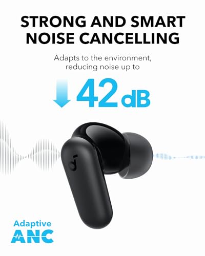 Soundcore P30i by Anker Noise Cancelling Earbuds, Strong and Smart Noise Cancelling, Powerful Bass, 45H Playtime, 2-in-1 Case and Phone Stand, IP54, Wireless Earbuds, Bluetooth 5.4 (Black)