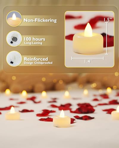 Amagic 12/24/50/100/150Pack Flameless LED Tea Lights Candles Battery Operated, Electric Fake Tealight Candles for Votive, Halloween, Christmas, Home Decor, Wedding, Table Decor (12Pack)