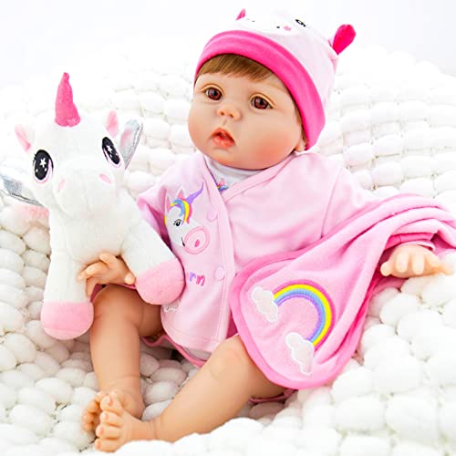 Milidool Reborn Baby Dolls Lifelike Girl Doll 22 inch Realistic Newborn Baby Doll Real Looking Silicone Baby Dolls Girl with Feeding Bunny Toy Gift Set for Kids 3+