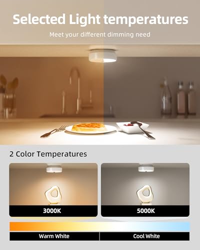 EZVALO Under Cabinet Lights, 2 Color Temps Motion Sensor Puck Lights, 1200mAh Rechargeable Puck Lights, Group Control LED Closet Lihgts, Dimmable Under Counter Lights for Kitchen, Cabinet (3 Pack)
