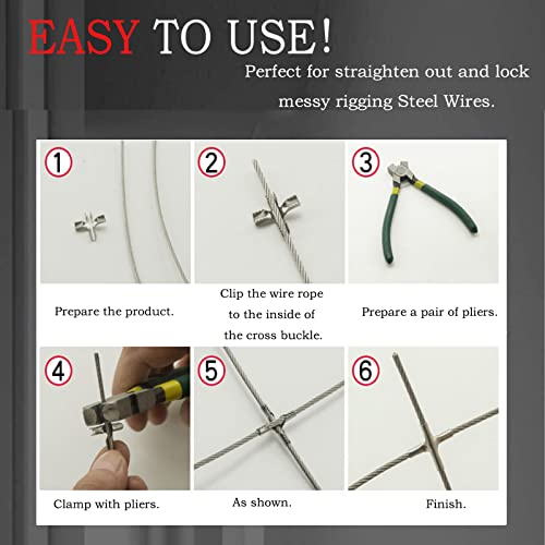 100pcs 304 Stainless Steel Invisible net Clip Buckle,Straighten Steel Wires Cross Buckle Invisible net, for Messy Steel Wires(Clamp:M1.8)