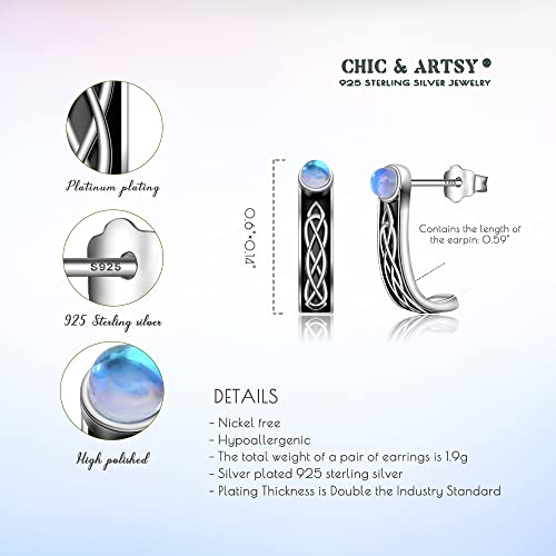 Celtic Knot Earrings 925 Sterling Silver Celtic knot created moonstone stud Earrings Celtic half hoop stud earrings Irish Celtic stud for Women