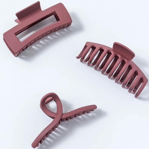 Kitiin Solid White Large Hair Claw Clips for Thick/Fine/Thin Hair,Strong holding teeth interlocking Women Jaw Clips for Hair 3 Count In set(White)
