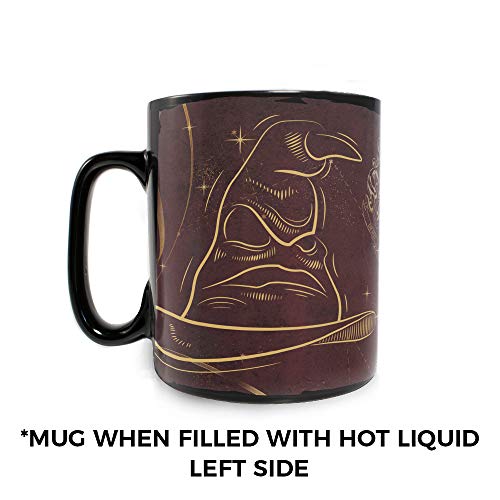 Morphing Mugs Harry Potter – Celestial Hogwarts Houses – Gryffindor – Sorting Hat – 16 oz Large Ceramic Heat Sensitive Clue Mug – Full image revealed when HOT liquid is added