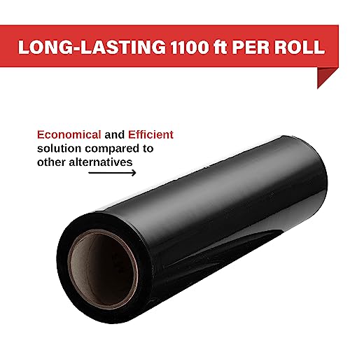 Simply Cool Black Stretch Wrap Industrial Strength Extra Thick 17.5" 1100 SqFt 80 Gauge (20 Micron) Shrink Wrap Roll for Moving Supplies, Furniture, Pallets, Plastic Wrap for Packing, Stretch Film