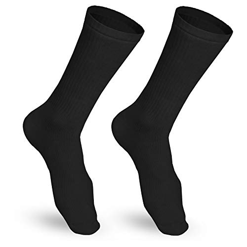 Truform Compression Socks, 15-20 mmHg, Men's Crew Length Mid-Calf Cushion Foot Socks, Black, Small