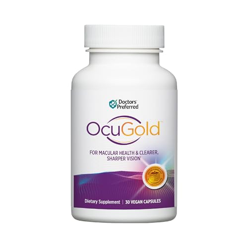 DOCTORS' PREFERRED Clinical-Grade OcuGold with Lutein and Zeaxanthin, Bilberry, Saffron for Macula & Retina Health, Digital Eye Strain, Eye Fatigue and Visual Performance - 30 Vegan Capsules
