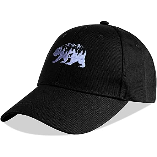 KUBILA Bears Hat for Men Women Black,Mountain Tree Bear Baseball Cap for Hiking, Hunting,Climbing, Fishing, Outdoor Adventure