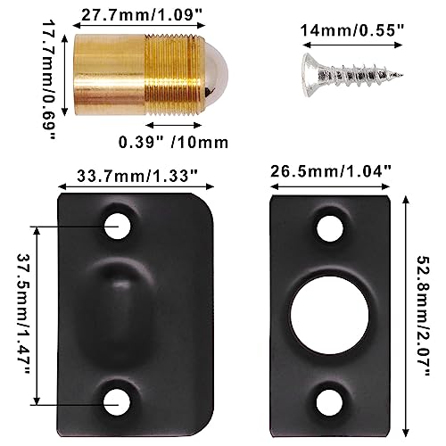 YuGtcen Closet Door Ball Catch, 4 Pack Ball Catches for Interior Doors, Ball Latch for Top of Door Stainless Steel Ball Catch Door Hardware Adjustable with Strike Plate (Black)