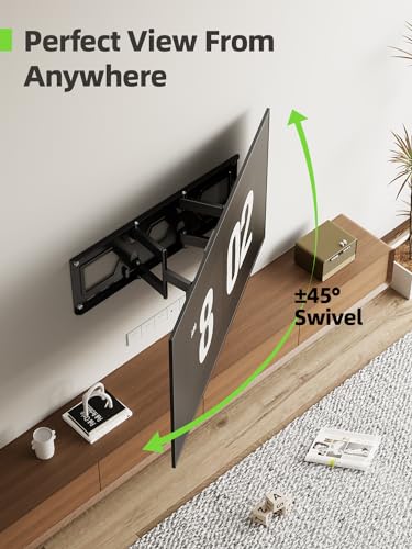 USX MOUNT Low Profile Full Motion TV Wall Mount for 37-90 Inch TV, Ultra Slim TV Mount with Swivel and Tilt, Wall Mount TV Bracket with Articulating Dual Arms, Fits 24inch Studs,Max VESA 600x400mm