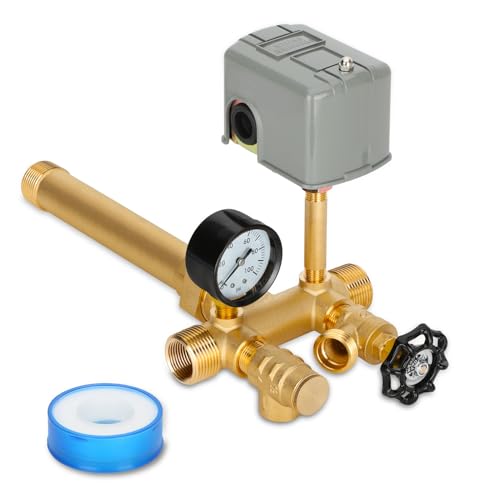 Upgrade 1"x 11"Well Pressure Tank Tee Kit with Union for Water Well Pressure Tank, Well Tank Tee Kit with 30-50Psi Pressure Switch, Pressure Tank Tee for Well Pressure Tank with Diameters Up to 16"