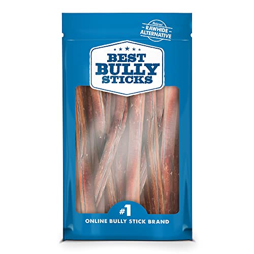 Best Bully Sticks Premium Hickory Smoked 100% Natural Thick 6 Inch Bully Sticks for Dogs - Odor Free with Smoky Aroma - No Additives Free-Range Grass-Fed Beef, Grain-Free Dog Chews - 5 Pack