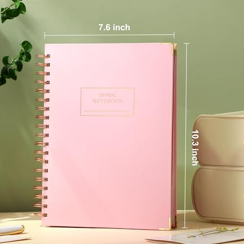 Hardcover Spiral Notebook with Tabs 7"x10" Large Spiral Lined Journals for Women with Dividers 240 Pages College Ruled Composition Notebook 5 Subject Notebook for Work, Back to School, Gifts, Pink