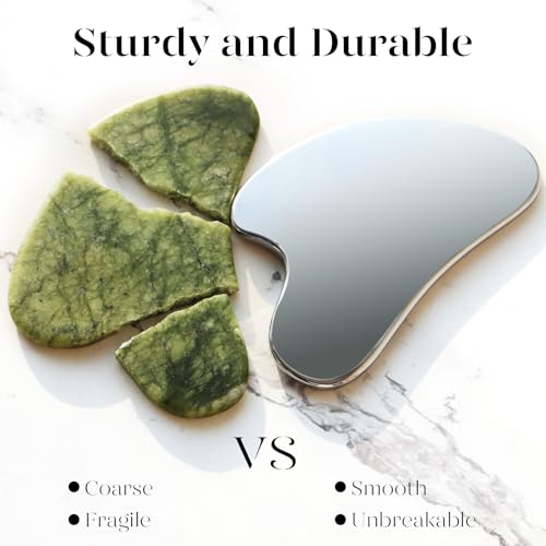 BAIMEI Gua Sha Facial Tool Stainless Steel Metal Gua sha for Self Care, Guasha Tool for Face and Body Treatment, Back Muscles Pain Relief, Gift for Men Women