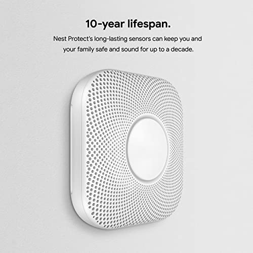 Google Nest Protect - Smoke Alarm - Smoke Detector and Carbon Monoxide Detector - Battery Operated , White - S3000BWES