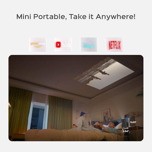 Mini Projector with WiFi and Bluetooth, 180°Rotatable Portable Projector, 1080P Support, 130" Smart Projector with Android TV 11.0, Short Throw, Auto Keyston for Outdoor/Home Theater, Iron Grey