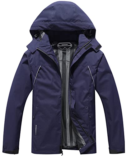 MOERDENG Men's Waterproof Rain Jacket Outdoor Lightweight Raincoat for Hiking Travel