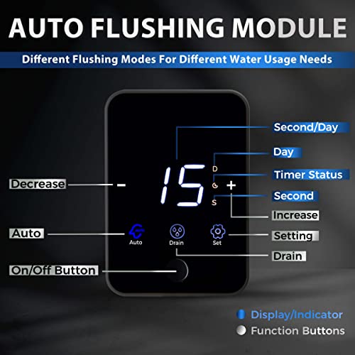 iSpring WSP50ARJ Spin-Down Sediment Water Filter, Upgraded Jumbo Size, Large Capacity, Reusable with Touch-Screen Auto Flushing Module, Brass Top Clear Housing, 50 Microns