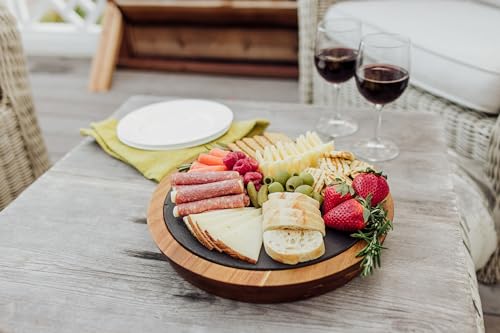 PICNIC TIME Charcuterie, Serving Platter Harry Potter Ravenclaw Insignia Knife Set, Cheese Board 12.5 x 12.5 x 1.4, Acacia Wood & Slate Black with Gold Accents