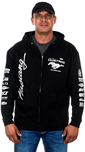 JH DESIGN GROUP Men's Ford Mustang Collage Black Zip Up Hoodie Sweatshirt (Small, CLG2-black)