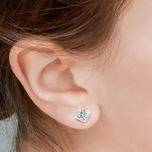 Square Cubic Zirconia Earrings Studs for Women Simulated Diamond CZ Stud Silver Earrings for Women Trendy for Men