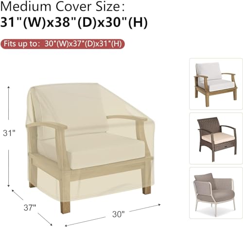 Mrrihand Patio Chair Covers Waterproof, Lounge Deep Seat Cover, Heavy Duty Outdoor Lawn Patio Furniture Covers, 36" W x 37" D x 36" H - 2 Pack