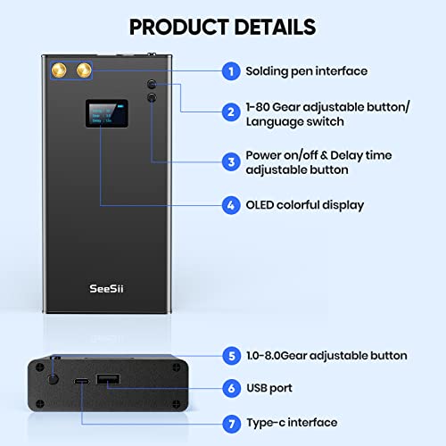 Spot Welder, Seesii 80 Gears Adjustable Battery Spot Welder with LCD Screen, Built-in 11000mah Mini Portable Spot Welder with 2x5m Nickel Sheet and 4X4 Holders for Making Battery Packs