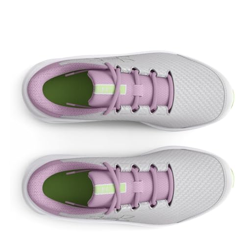 Under Armour Girls' Grade School Pursuit 3 Big Logo, (100) Halo Gray/Fresh Orchid/Lumos Lime, 3.5, US