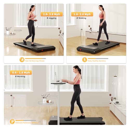 Walking Pad, Under Desk Walking Pad Treadmills for Home/Office, 2 in 1 Walking Jogging Portable Desk Treadmill with APP&Remote Control LED Display, Easy Operation for Beginners (Black-1)
