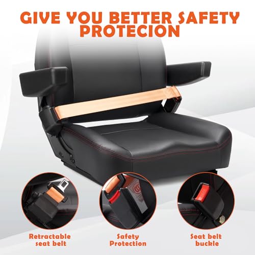 SEATIN Universal Forklift Seat,Tractor Seat,with Micro Switch,Armrest and Safety Belt,for Tractor,Mower,Skid Loader,Telehandler,Backhoe,Excavator Dozer…