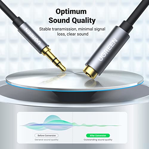 UGREEN Headphone Extension Cable 3.5mm Extension Gold Plated Aux Cable Audio Stereo Jack Male to Female TRS Cord Extender Compatible with iPhone iPad Phones Tablets Media Players, 3.3FT