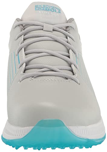 Skechers Women's Go Elite 5 Arch Fit Waterproof Golf Shoe Sneaker, Gray/Turquoise, 5.5