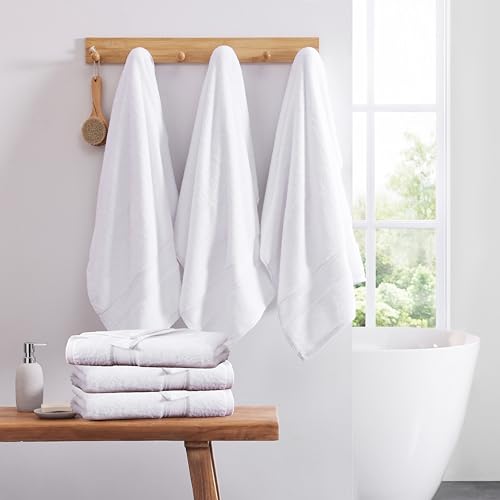 Lane Linen Luxury Bath Towels Set of 6 (24" x 48") - 100% Cotton Towels for Bathroom - Zero Twist, High Absorbency, Durable, Quick Dry Grey Towels Set - Super Soft Grey Bathroom Towels Set - Cool Grey
