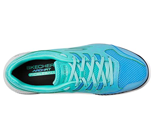 Skechers Women's Viper Court-Athletic Indoor Outdoor Pickleball Shoes with Arch Fit Support Sneakers, Turquoise, 11
