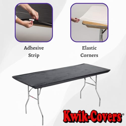 Kwik-Covers 8' Rectangle Plastic Table Covers 30" x 96", Bundle of 5 (Maroon)