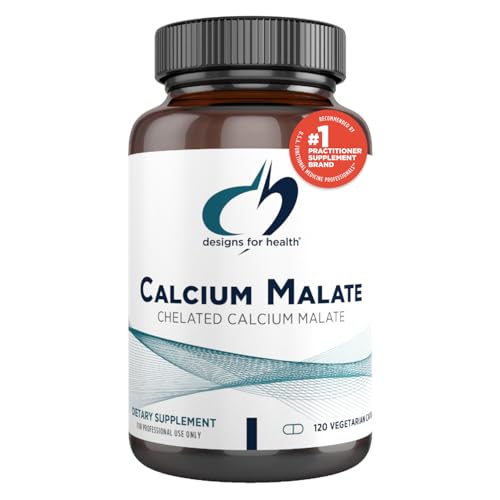 Designs for Health Calcium Malate - 500mg Calcium Malate Chelate + Vitamin D (D3) Bone Support Supplement for Women + Men - Non-GMO Calcium Pills (120 Capsules)