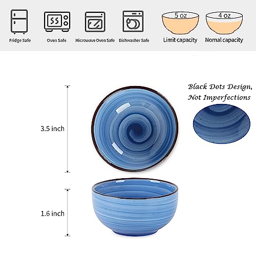 Selamica Ceramic Small Bowls, 4 OZ Dipping Bowls, 3.5 Inch Mini Bowls for Ice Cream Dips Side Dishes, Microwave Dishwasher Safe, Set of 6, Gradient Blue