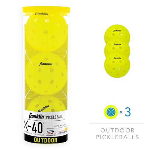 Franklin Sports Outdoor- X-40 Pickleball Balls - USA Pickleball (USAPA) Approved - 3 Pack Outside Pickleballs - Optic Yellow - US Open Ball