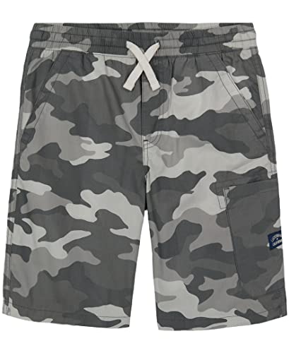 Lucky Brand Boys' Pull-On Cargo Shorts, Drawstring Closure, Faded Black Camo GC04, 5