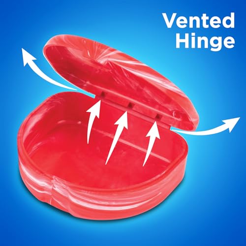 Practicon Marble Retainer Cases, Orthodontic Aligner Case, Mouth Guard Holder (3 Pack) (Red)