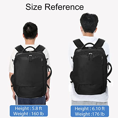 Hanples Travel Backpack for Women Men, Large Carry On Person Item Luggage Backpack, TSA Flight Approved 17.3 In Laptop Bag, Waterproof anti theft Casual Hiking Bag (Black)